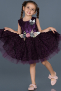 Короткое Девичье Платье Тёмно-пурпурный ABK539