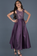 Длинное Каменное Платье Для Девочки Тёмно-пурпурный ABU776