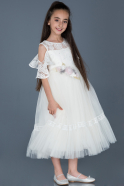 Длинное Девичье Платье Белый ABU784