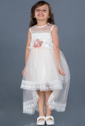 Длинное Девичье Платье Пудровый-Белый ABU785