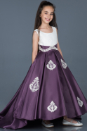 Длинное Девичье Платье Тёмно-пурпурный ABU788
