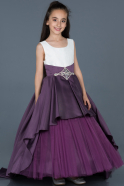 Длинное Девичье Платье Тёмно-пурпурный ABU789