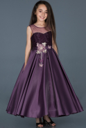 Длинное Девичье Платье Тёмно-пурпурный ABU791