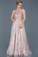 Длинное Платье Высокой Моды розовый ABU799