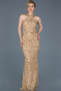 Длинное Помолвочное Платье Золотой ABU1361