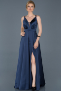 Длинное Атласное Платье Для Помолвки Темно-синий ABU807