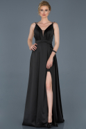 Длинное Атласное Платье Для Помолвки Черный ABU807