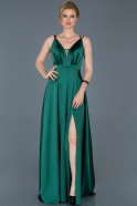 Длинное Атласное Платье Для Помолвки Изумрудно-зеленый ABU807