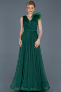 Длинное Вечернее Платье Изумрудно-зеленый ABU823