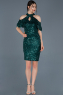 Короткое Платье На Приглашение Изумрудно-зеленый ABK323