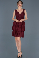 Короткое Платье На Приглашение Бордовый ABK578