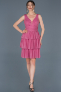 Короткое Платье На Приглашение розовый ABK578