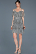Короткое Выпускное Платье Серый ABK413