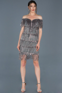 Короткое Вечернее Платье Серый ABK579