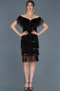 Короткое Вечернее Платье Черный ABK579