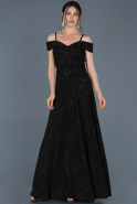 Длинное Вечернее Платье Черный ABU1069