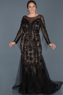 Длинное Платье Высокой Моды Черный ABU829