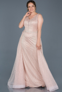 Длинное Платье Высокой Моды Пудровый ABU832