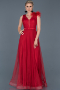 Длинное Помолвочное Платье красный ABU842