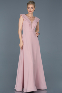 Длинное Помолвочное Платье Пудровый ABU853