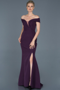 Длинное Вечернее Платье Тёмно-пурпурный ABU870