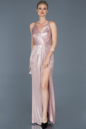 Длинное Атласное Выпускное Платье розовый ABU857