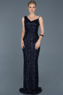 Длинное Вечернее Платье Русалка Темно-синий ABU858