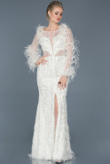 Длинное Платье Высокой Моды Белый ABU866