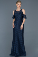 Длинное Кружевное Вечернее Платье Ярко-синий ABU868