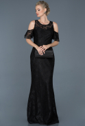 Длинное Кружевное Вечернее Платье Черный ABU868