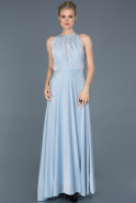 Длинное Выпускное Платье Светло-синий ABU818