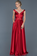 Длинное Атласное Платье Для Помолвки красный ABU865