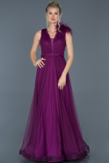 Длинное Вечернее Платье Тёмно-пурпурный ABU823