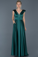 Длинное Атласное Платье Для Помолвки Изумрудно-зеленый ABU876