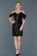 Короткое Вечернее Платье Черный ABK598