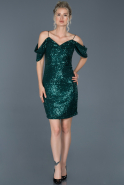 Короткое Вечернее Платье Изумрудно-зеленый ABK598