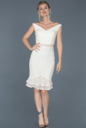 Короткое Кружевное Вечернее Платье Белый ABK602