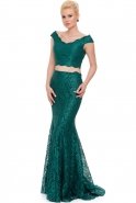 Длинное Вечернее Платье Изумрудно-зеленый J1104