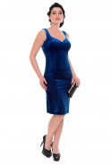 Короткое Велюровое Вечернее Платье Ярко-синий C5211