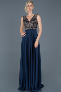 Длинное Помолвочное Платье Темно-синий ABU887