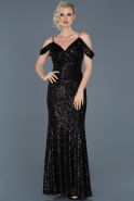 Длинное Вечернее Платье Русалка Черный ABU635