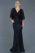 Длинное Вечернее Платье Русалка Темно-синий ABU890