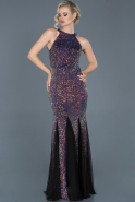 Длинное Вечернее Платье Фиолетово-золотистый ABU891