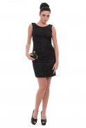 Короткое Вечернее Платье Черный C8014