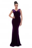 Длинное Выпускное Платье Из Бархата Пурпурный C3295
