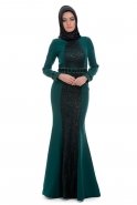 Вечерняя Одежда Хиджаб Изумрудно-зеленый S4131