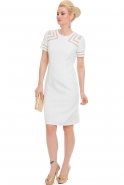 Коктейльное Платье С Коротким Рукавом Белый N98270