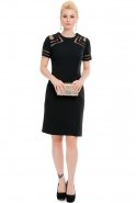 Коктейльное Платье С Коротким Рукавом Черный N98270