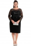 Короткое Свободное Вечернее Платье Черный NZ8298