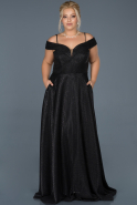 Длинное Свободное Вечернее Платье Черный ABU590